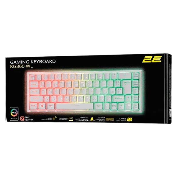 2E Gaming Keyboard KG360 RGB Wireless White