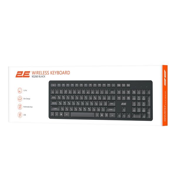 2E KS260 Membrane Black Wireless Keyboard 2E-KS260WB