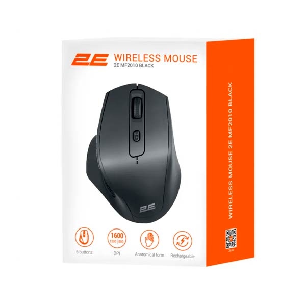 2E Mouse MF2010 Rechargeable, WL, black 2E-MF2010WB