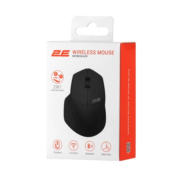 2E MF280 Silent Wireless Black Mouse