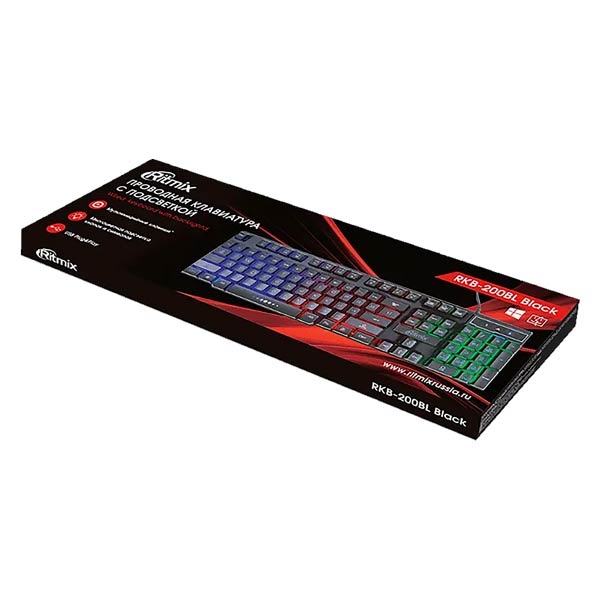 Klaviatura Ritmix RKB-200BL Black Gaming