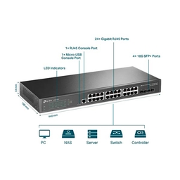 TP-Link TL-SG3428X JetStream 24-Port Gigabit L2+ Managed Switch with 4 10GE SFP