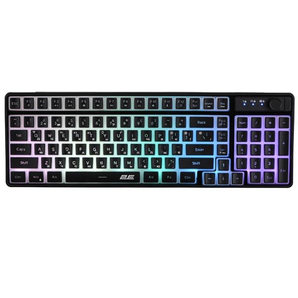 2E GAMING Membrane Keyboard KG390 WL BT EN/UA RGB Black 2E-KG390UBK-WL