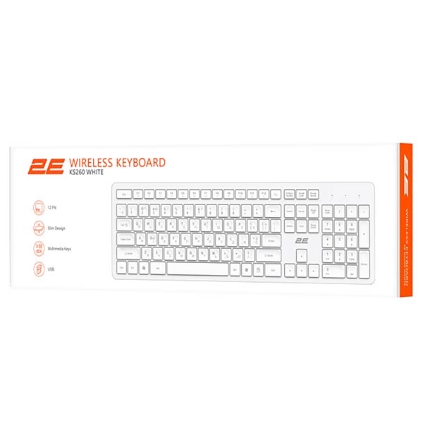 2E Keyboard Membrane KS260 WL EN/UK White 2E-KS260WWH