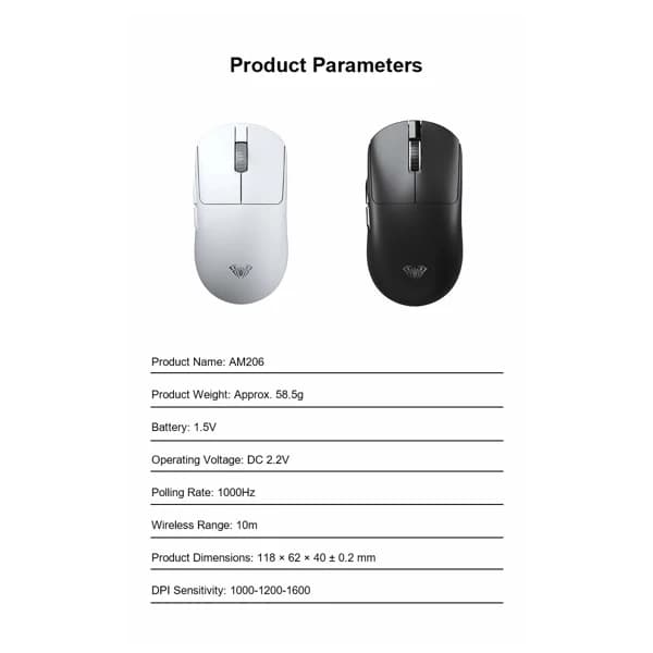 AULA AM206 White Wireless Игровая Мышь məhsul şəkli