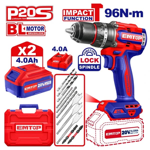 Cordless Impact Drill Driver 96 Nm Metal Chuck ECIDL20968