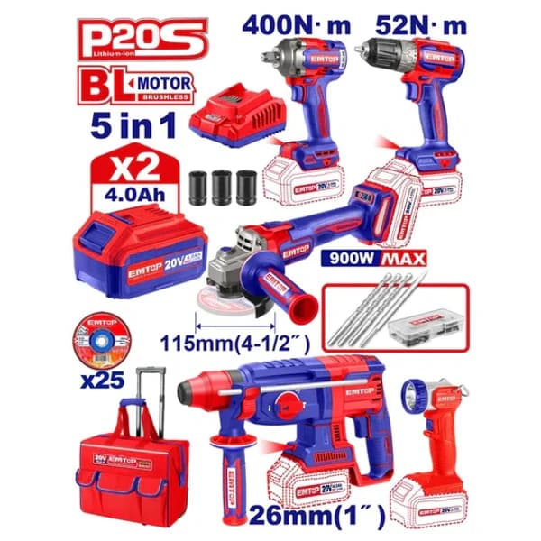 5 Pcs Cordless industrial combo kit ECKL2058