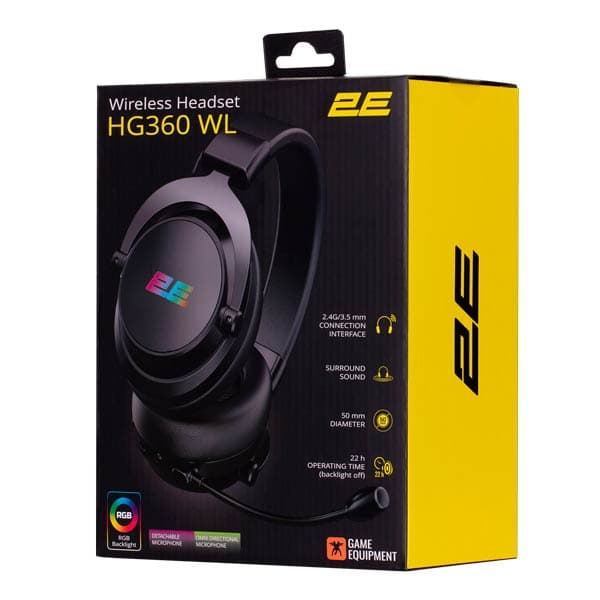 2E HG360 WirelessGaming Headset Black 2E-HG360BK-WL