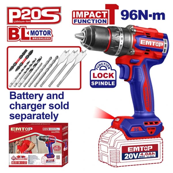 Cordless Impact Drill Driver 96 Nm Metal Chuck ECIDL209681