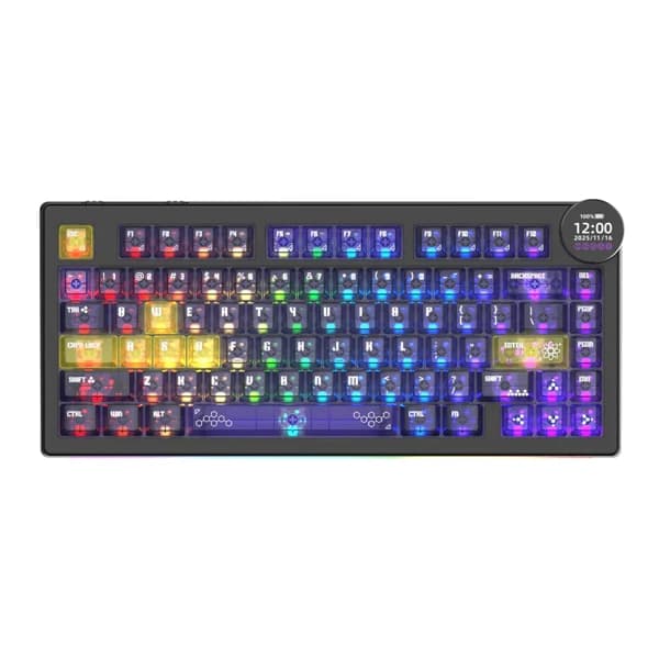 Ajazz AK820 V2 PRO Transparent Purple-Yellow-Dark Purple Keyboard məhsul şəkli