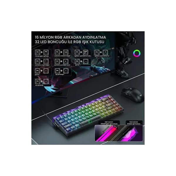 AULA Hero 68 He Black Magnetic Keyboard Jade King Switch məhsul şəkli