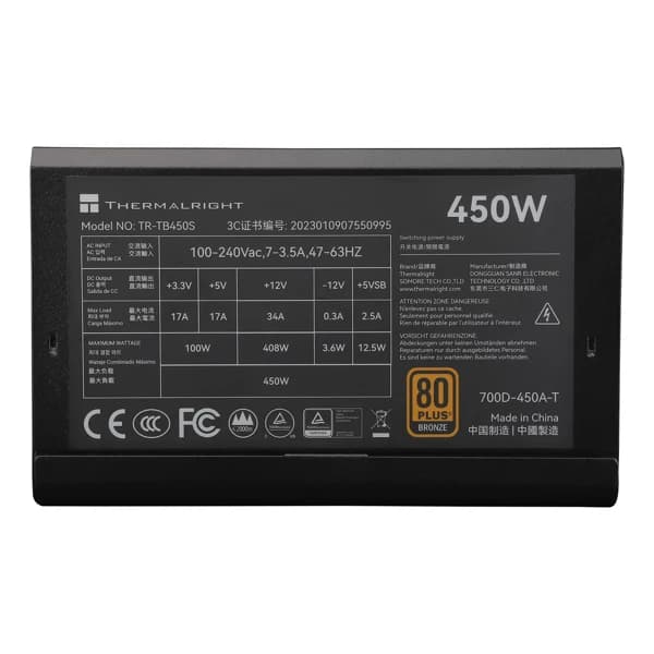 Thermalright TR-TB450S 450W 80 Plus Bronze Power Supply məhsul şəkli