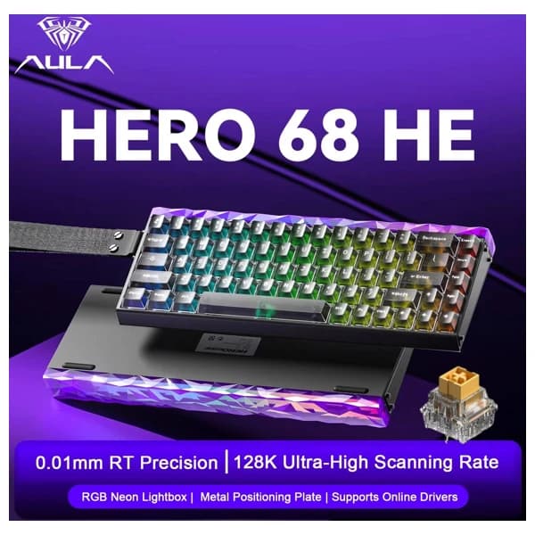 AULA Hero 68 He Black Magnetic Keyboard Jade King Switch məhsul şəkli