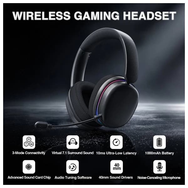 AULA G7Pro Black Tri-Mode Wireless Gaming Headset məhsul şəkli