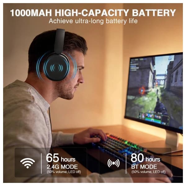 AULA G7Pro Black Tri-Mode Wireless Gaming Headset məhsul şəkli