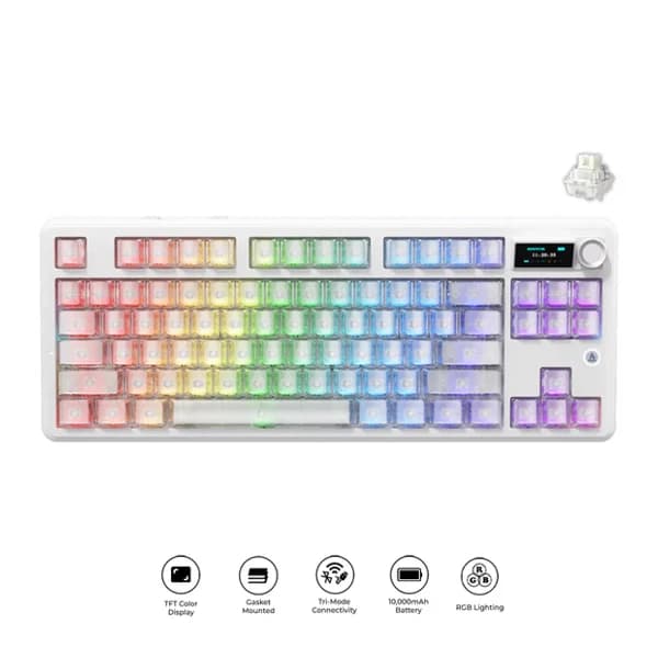 Ajazz MK87 PRO Side-Engraved White Matte Translucent
