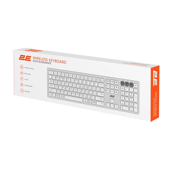 2E Keyboard membrane KS270 WL BT EN/UK Silver-White 2E-KS270WBWH_UA
