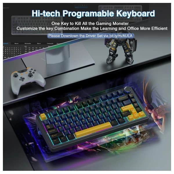 AULA F75 Thunder Black Mechanical Keyboard məhsul şəkli