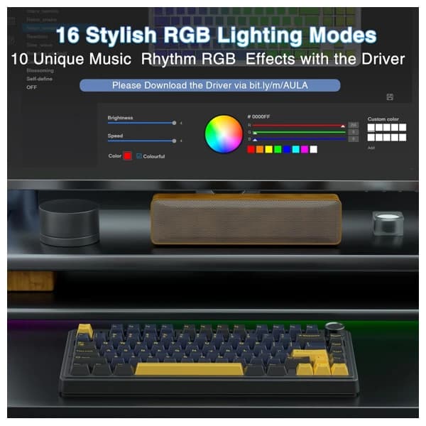 AULA F75 Thunder Black Mechanical Keyboard məhsul şəkli