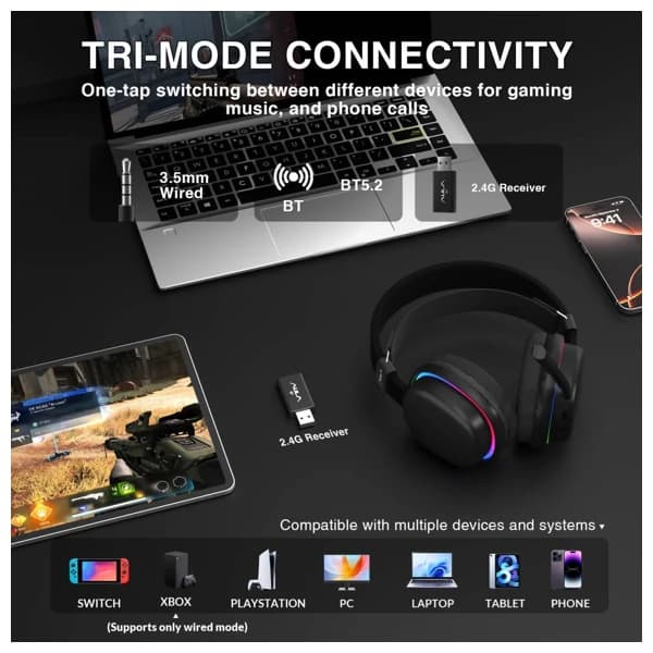 AULA G7 Black Tri-Mode Wireless Игровая Гарнитура məhsul şəkli