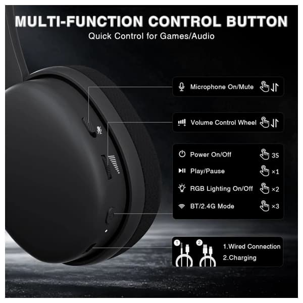 AULA G7Pro Black Tri-Mode Wireless Gaming Headset məhsul şəkli