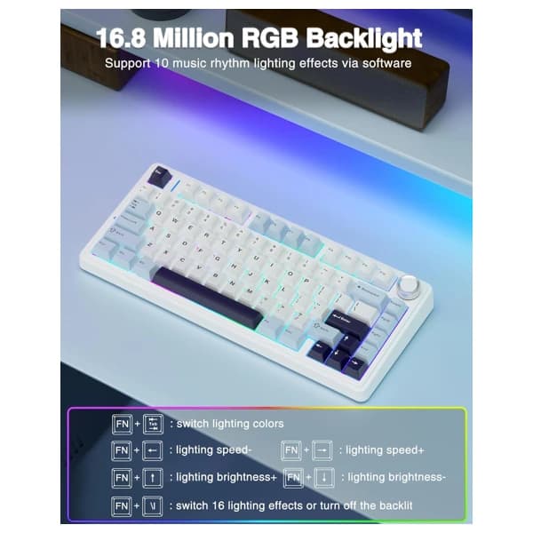 AULA F75 Glacier Blue Mechanical Keyboard məhsul şəkli