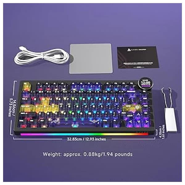 Ajazz AK820 V2 PRO Transparent Purple-Yellow-Dark Purple Keyboard məhsul şəkli