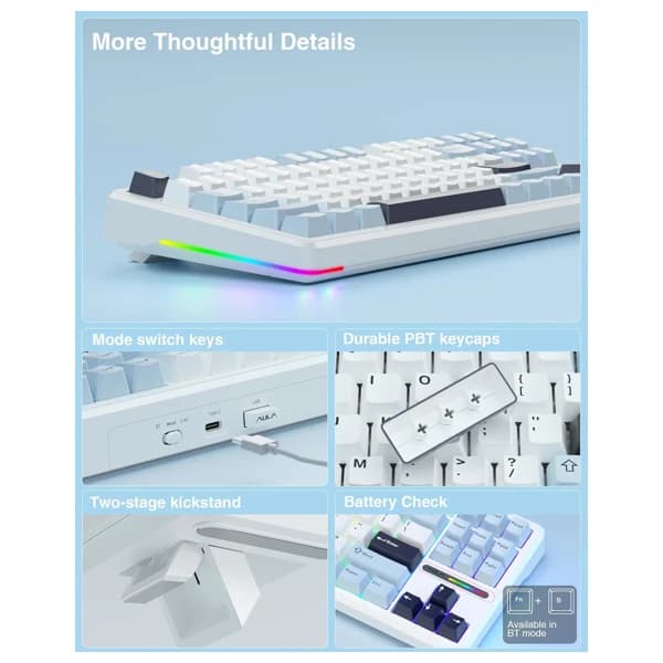 AULA F87 Gasket Gray Wood Switch V3 Mechanical Keyboard məhsul şəkli