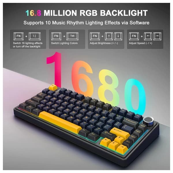 AULA F75 Thunder Black Mechanical Keyboard məhsul şəkli