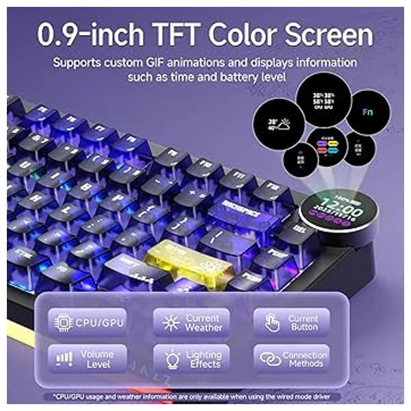 Ajazz AK820 V2 PRO Transparent Purple-Yellow-Dark Purple Keyboard məhsul şəkli
