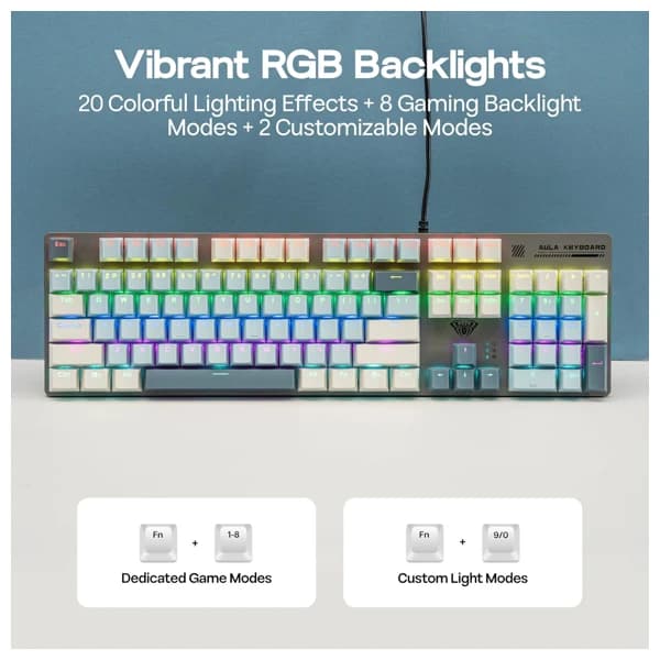AULA S500 Light Blue Wired Mechanical Gaming Keyboard məhsul şəkli