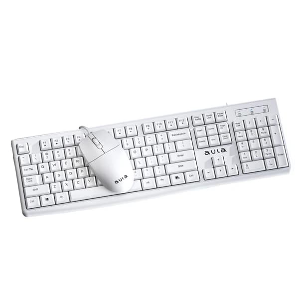 AULA AC105 White Wired Keyboard Mouse Combo