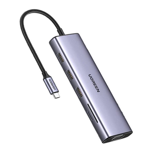 Ugreen USB-C To 3*USB 3.0 A+HDMI+VGA+RJ45 Gigabit+SD/TF+PD Converter CM498 - 15600 məhsul şəkli