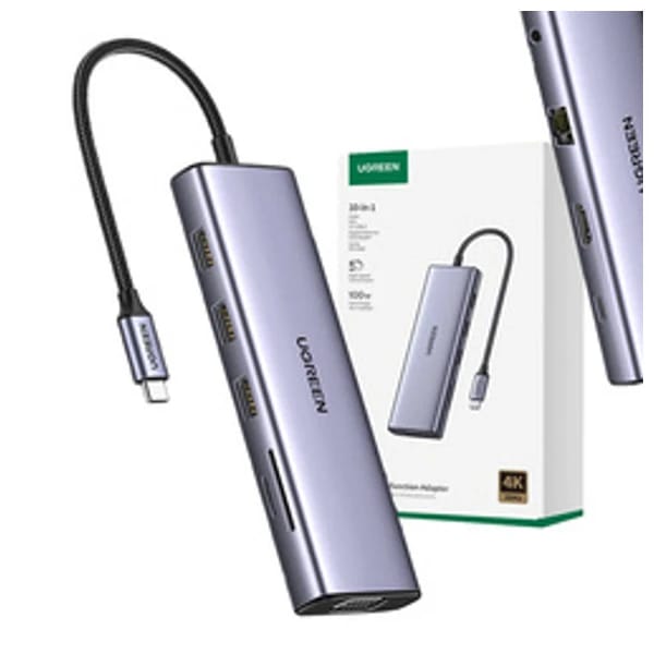 Ugreen USB-C To 3*USB 3.0 A+HDMI+VGA+RJ45 Gigabit+SD/TF+PD Converter CM498 - 15600 məhsul şəkli