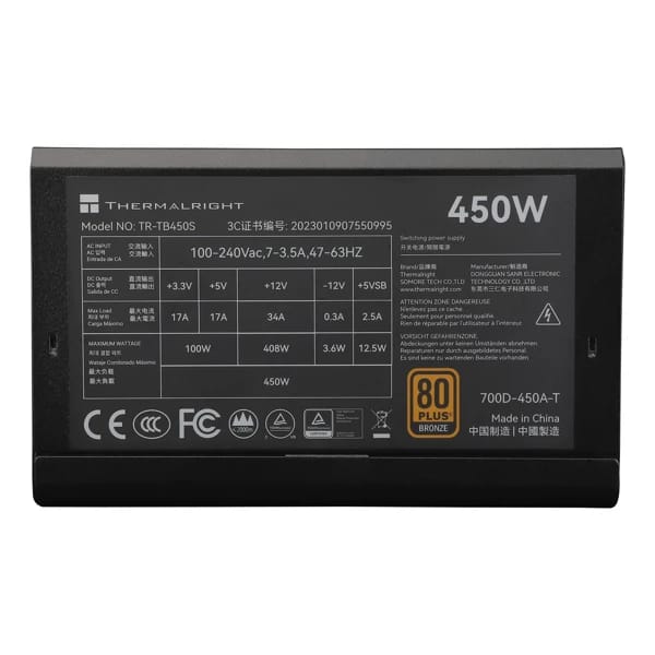 Thermalright TR-TB450S 450W 80 Plus Bronze Power Supply məhsul şəkli
