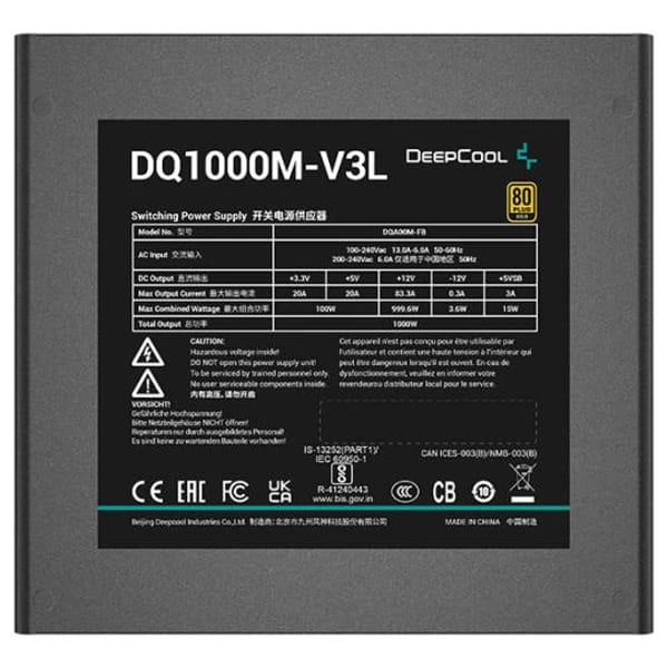 DeepCooL DQ1000M-V3L 80 Plus Gold 1000W Power Supply məhsul şəkli