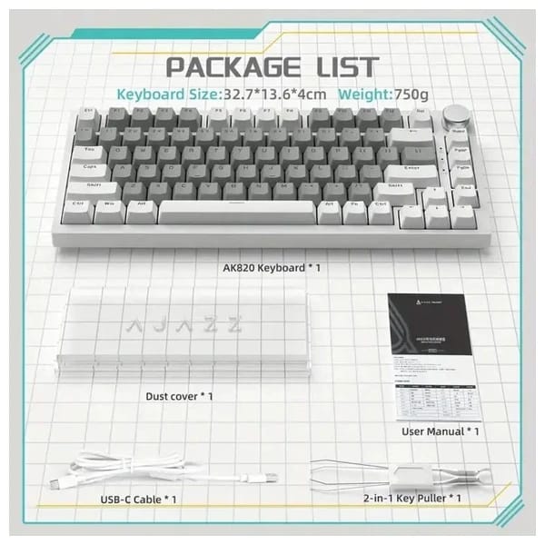 Ajazz AK820 White-Gray məhsul şəkli