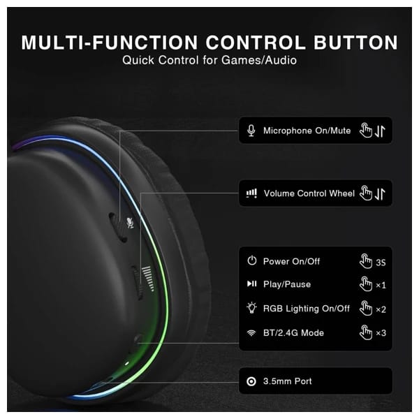 AULA G7 Black Tri-Mode Wireless Игровая Гарнитура məhsul şəkli