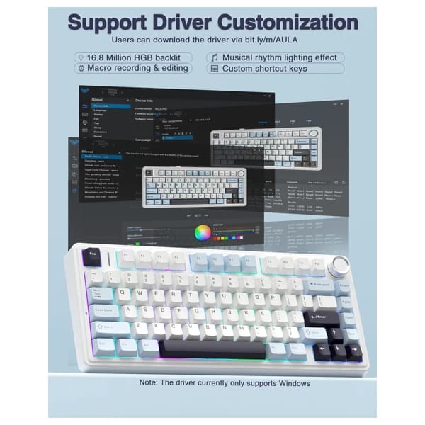 AULA F75 Glacier Blue Mechanical Keyboard məhsul şəkli
