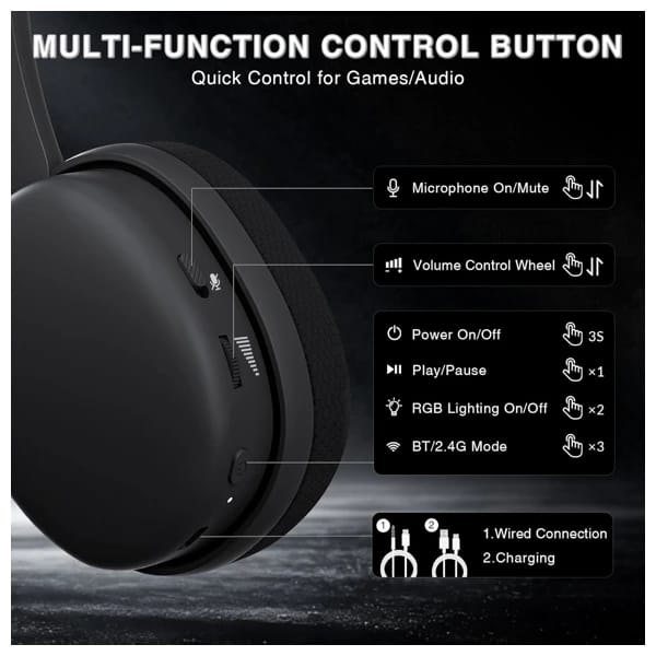 AULA G7Pro Black Tri-Mode Wireless Gaming Headset məhsul şəkli