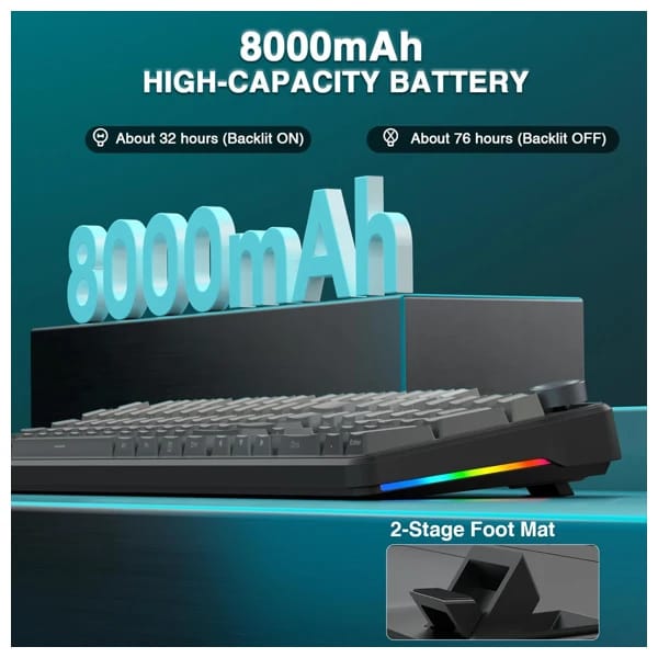 AULA F108 Pro Gradient Gray Zephyr Switch Wireless Keyboard məhsul şəkli