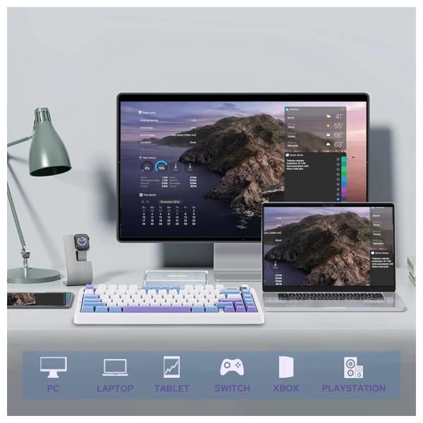 AULA F75 MAX Purple Mechanical Keyboard məhsul şəkli