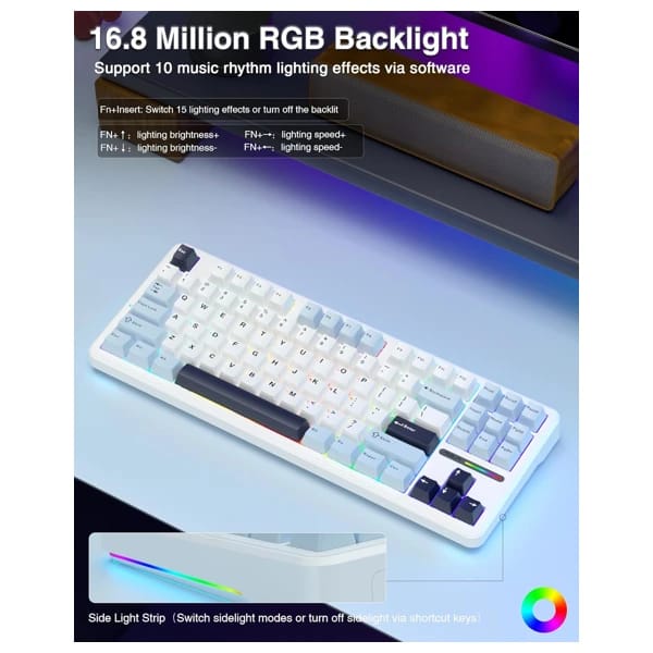 AULA F87 Gasket Gray Wood Switch V3 Mechanical Keyboard məhsul şəkli