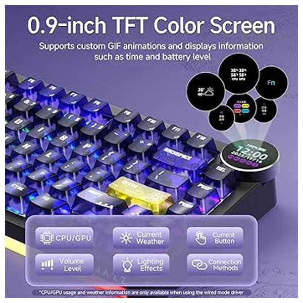 Ajazz AK820 V2 PRO Transparent Purple-Yellow-Dark Purple Keyboard məhsul şəkli