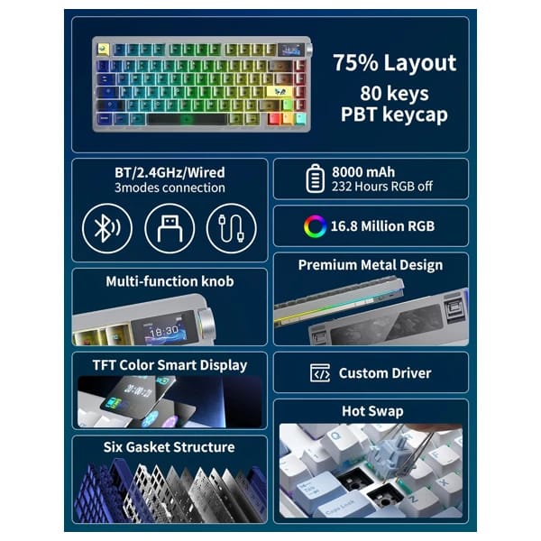 Aula Nova75 Wireless Mechanical Keyboard məhsul şəkli