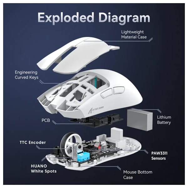 ATTACK SHARK X11 White Wireless Gaming Mouse məhsul şəkli