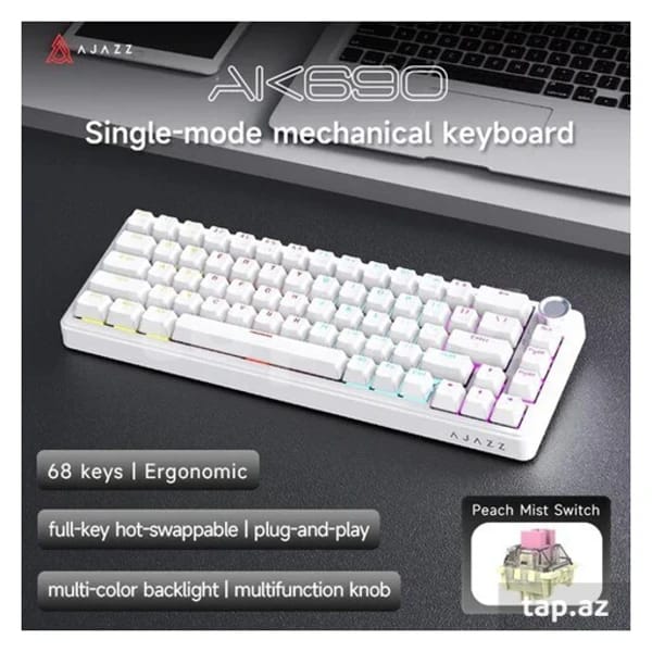 Ajazz AK690 White Keyboard məhsul şəkli