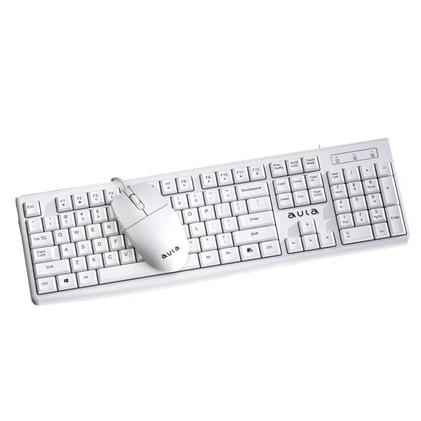 AULA AC105 White Wired Keyboard Mouse Combo məhsul şəkli