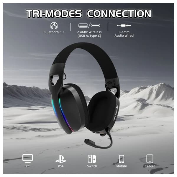 Attack Shark L90 TriMode Wireless Black Headset məhsul şəkli