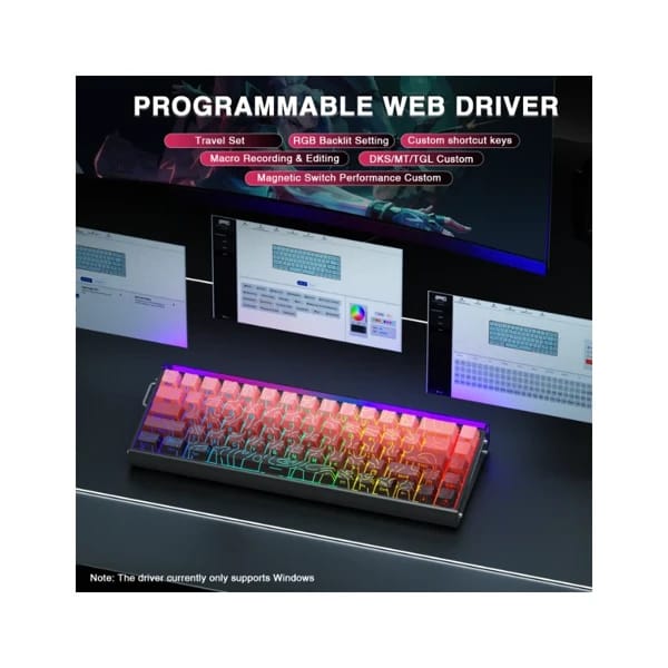 Aula Hero68 He Gradient Black & Red Wired Magnetic Keyboard məhsul şəkli